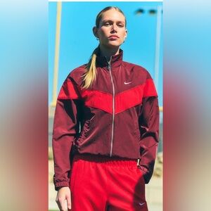 Nike Women's Burgundy and Red Bomber Jacket